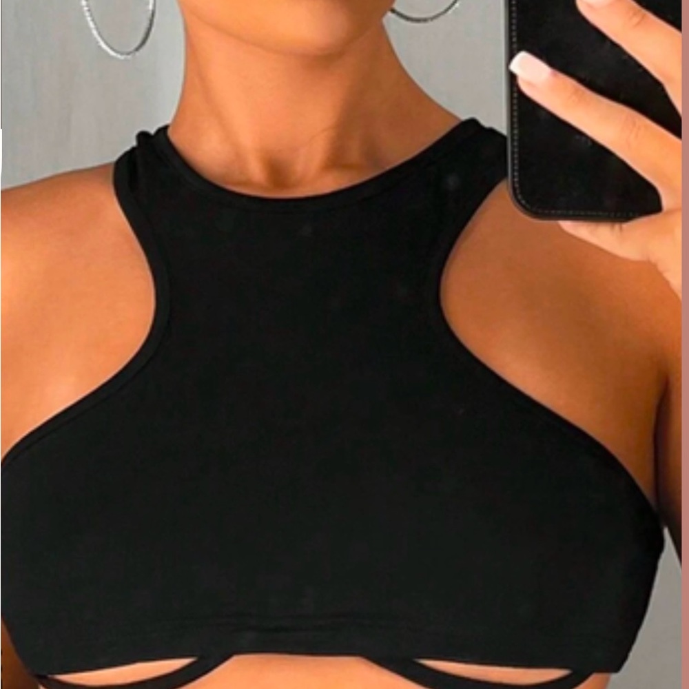 Black Halter Crop Top